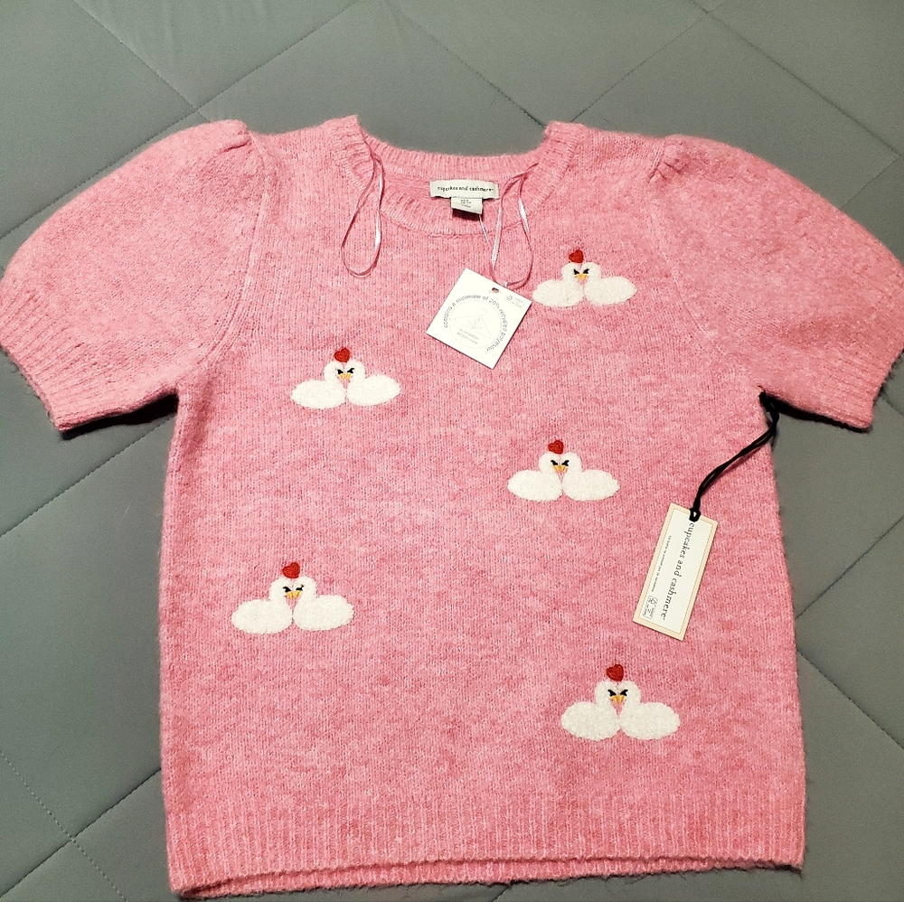 Cupcakes & Cashmere Pink Knit with Swan Design
